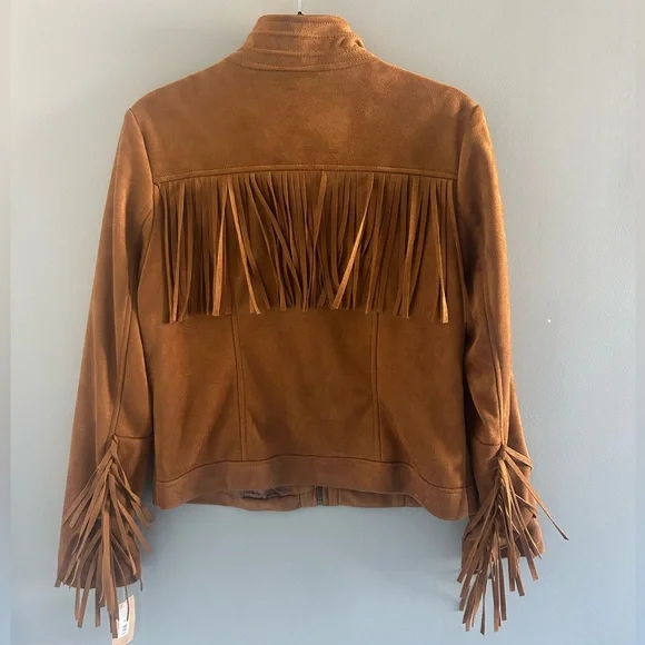 BNWT Rachel Roy Brown Suede Fringe Jacket size M - Picture 2 of 10